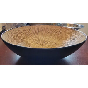 Z Gallerie "Sumatra" Ceramic Decorative Serving Bowl – Tan & Espresso – 13" Wide